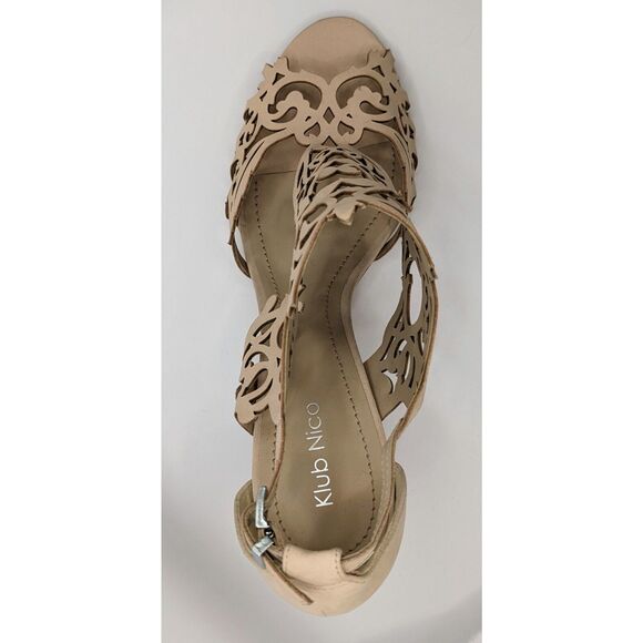 Klub Nico Marcela 3 Laser Cutout Heels Size 11 Nude Nubuck MSRP $225 - Picture 9 of 12